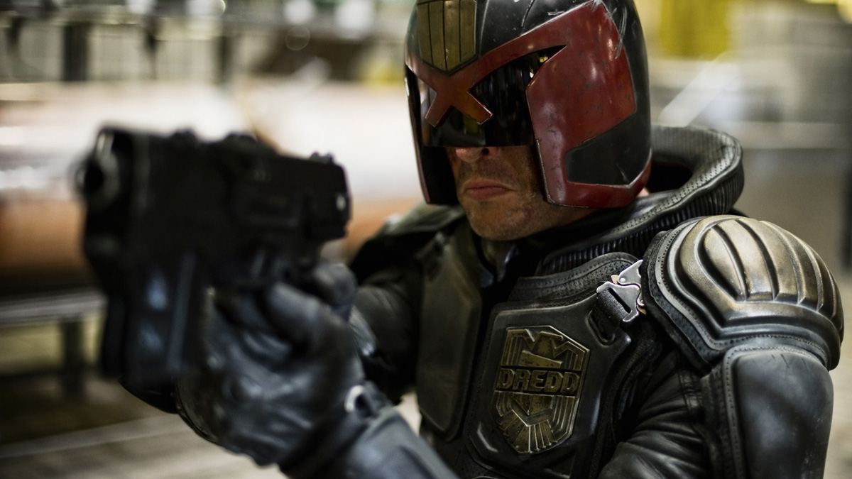 The wrong end of the law is also the wrong end of the gun barrel in Dredd. (www.blogs.coventrytelegraph.net)