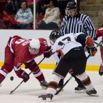 Marc-Olivier Vachon awaits the faceoff. (Jesse Conterato / McGill Tribune)