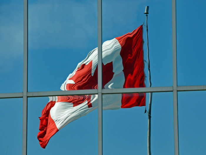 Canadian flag waving